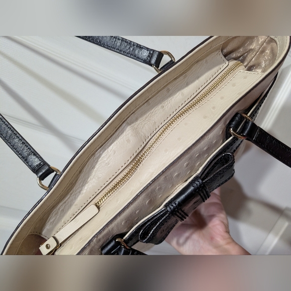 Kate Spade Harmony Valencia Road Medium tote bag Black & White Ostrich Leather - Picture 14 of 16